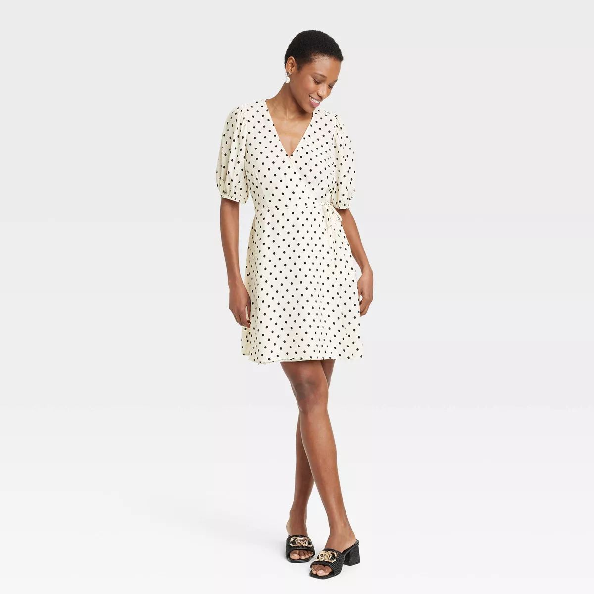 Women's Balloon Short Sleeve Mini Wrap Dress - A New Day™ | Target