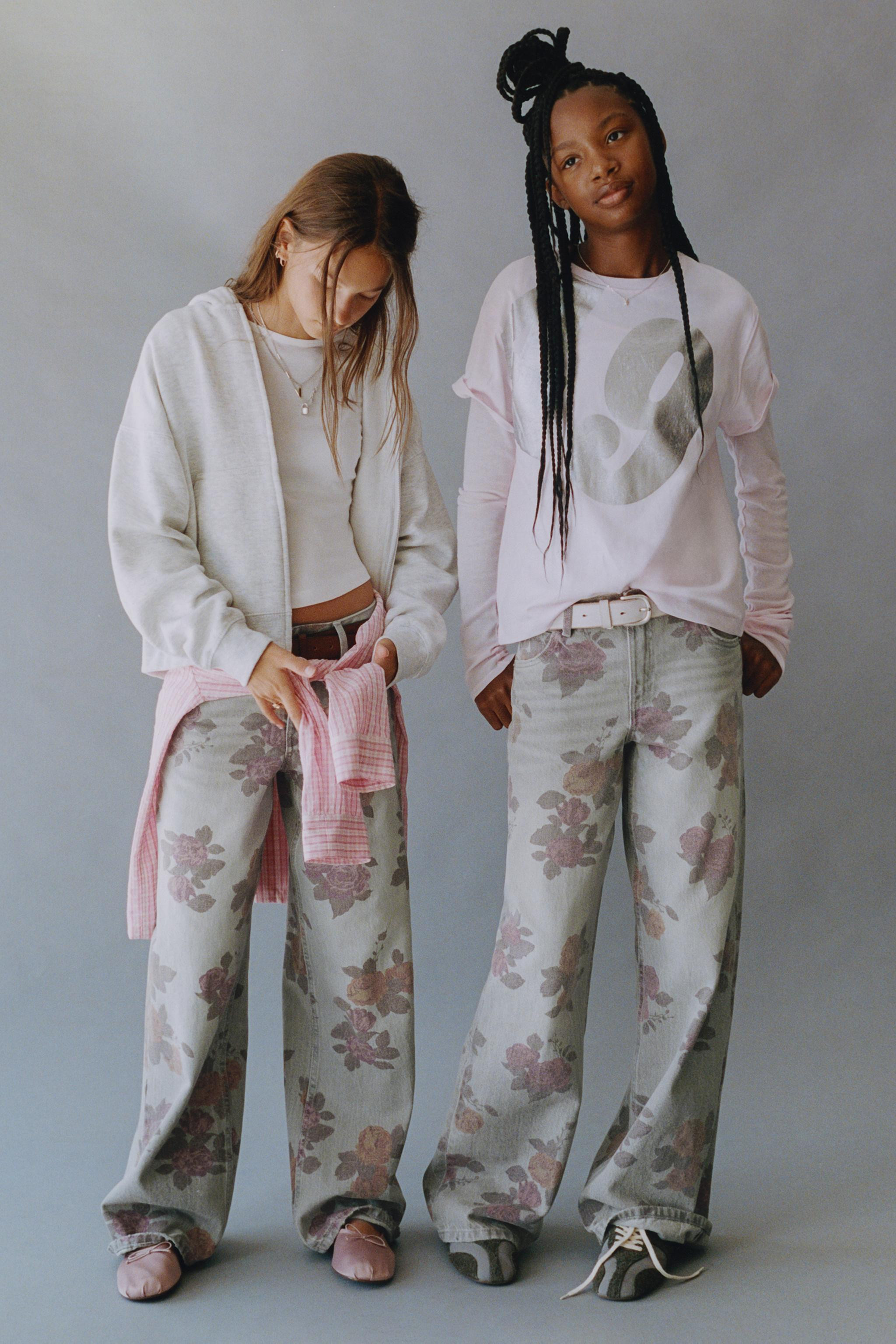 ROSE-PRINT WIDE-LEG PANTS | Zara US
