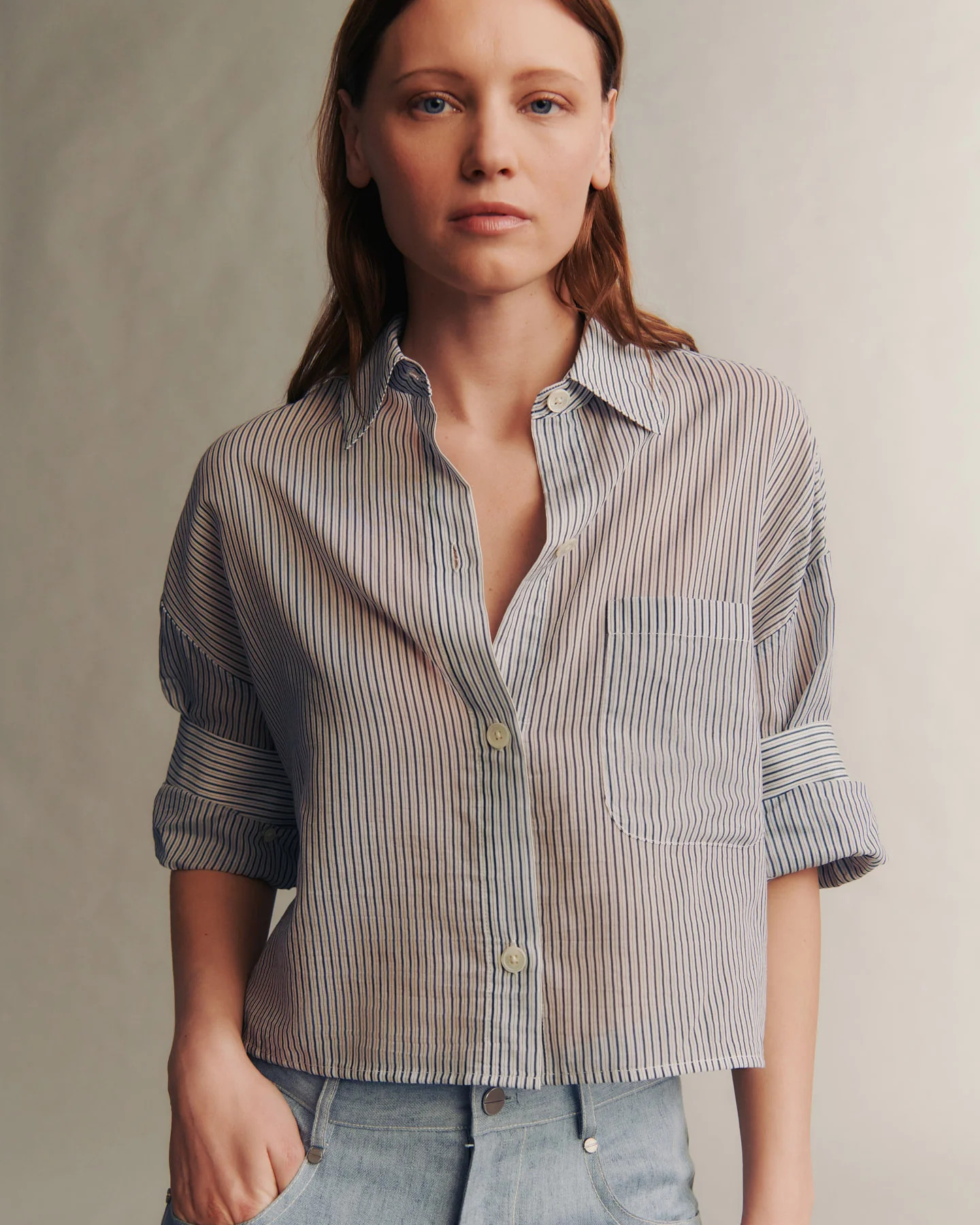 Next Ex Shirt in Cotton Silk British Stripe | TWP