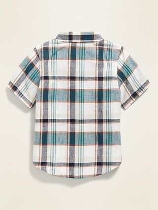 Linen-Blend Plaid Shirt for Toddler Boys | Old Navy (US)