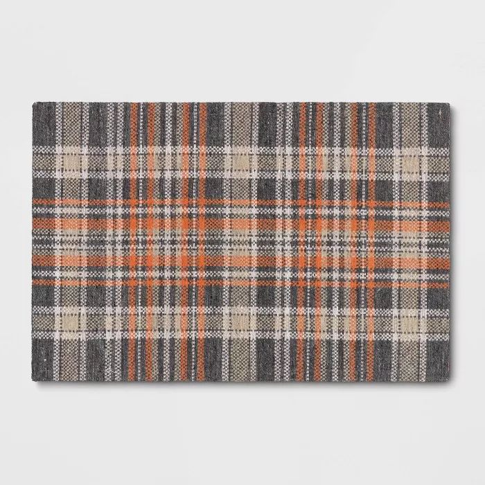 2'x3' Indoor/Outdoor Plaid Tapestry Layering Rug Orange - Threshold™ | Target