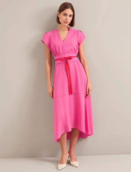 Aria Techni Voile Maxi Dress - Hot Pink Crimson | Cefinn