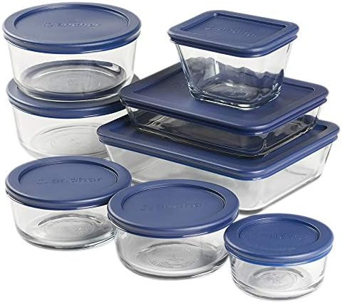 Anchor Hocking 16 Piece Round and Rectangle Glass Food Storage Containers, Space Saving Meal Prep... | Amazon (US)