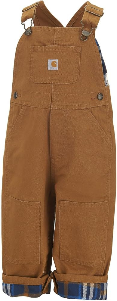Carhartt Baby Boys' Washed Canvas Flannel Lined Bib Overall | Amazon (US)
