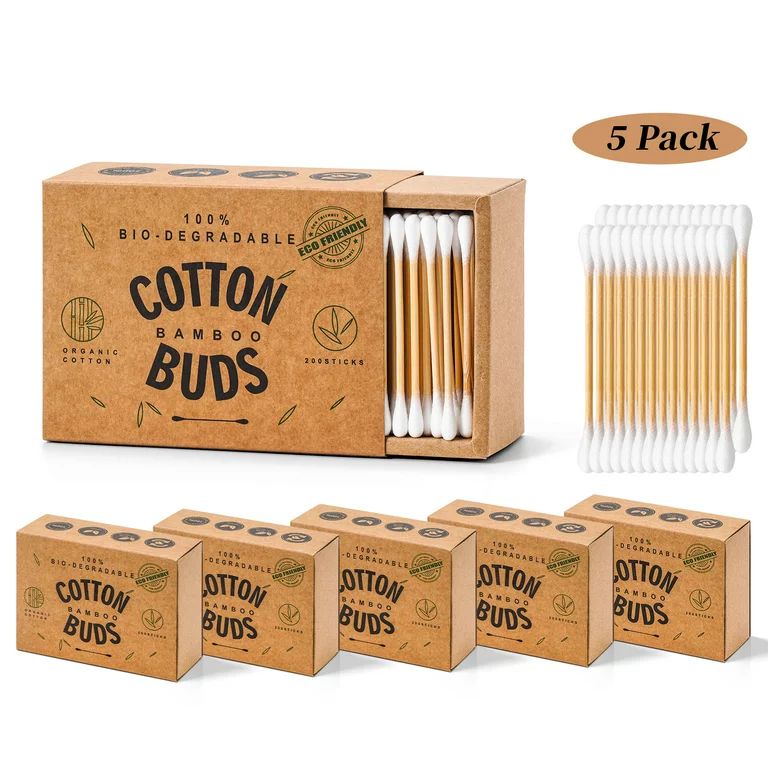 1000 Count Bamboo Cotton Swabs, Eco-Friendly Round Double-headed Cotton Buds Wooden Sticks for Ma... | Walmart (US)