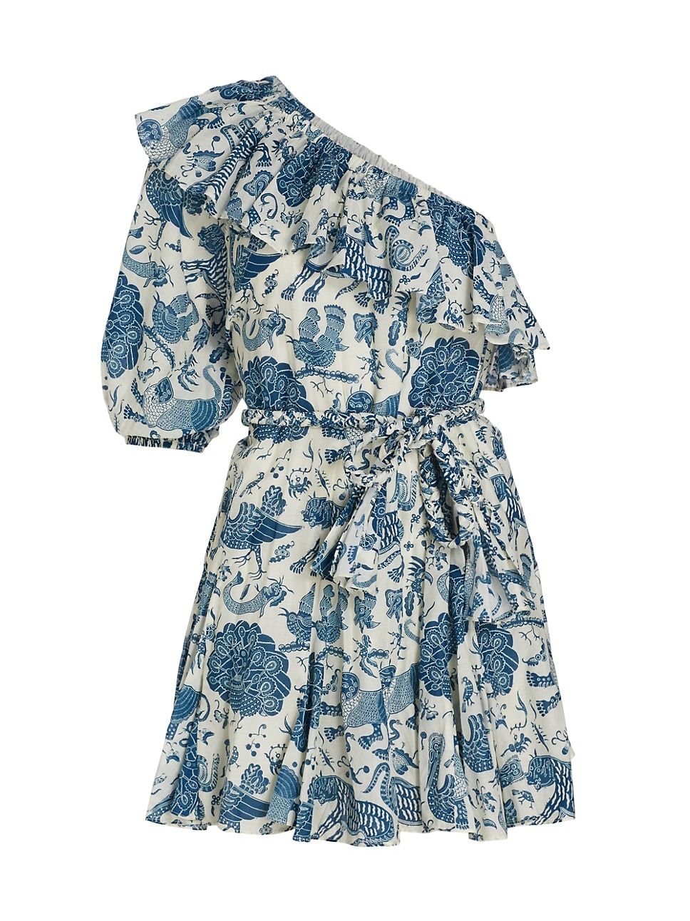 Ozzie Asymmetric Ornate Cotton Minidress | Saks Fifth Avenue