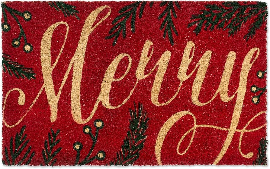 DII Christmas Welcome Mat Outdoor Natural Coir Doormat & Porch Décor, 17x29, Merry | Amazon (US)