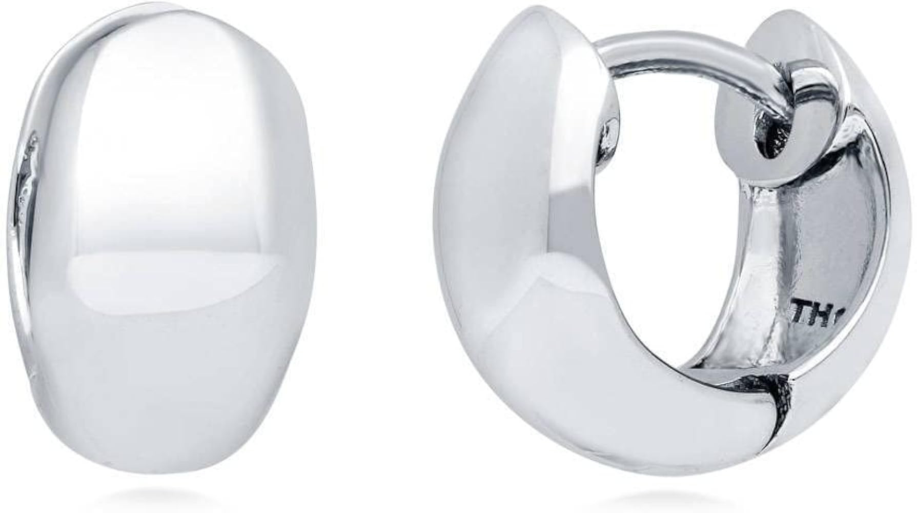 BERRICLE Sterling Silver Dome Mini Fashion Hoop Huggie Earrings for Women, 0.45" | Amazon (US)