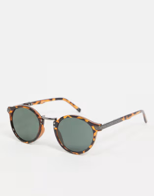 ASOS DESIGN festival round sunglasses in tort with smoke lens | ASOS (Global)