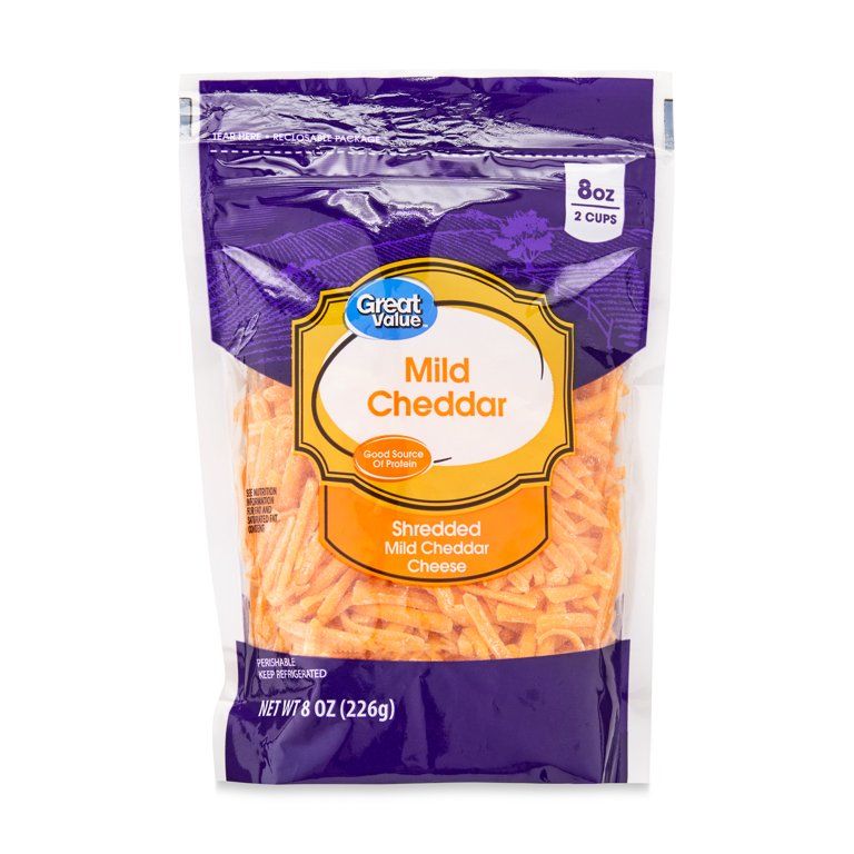 Great Value Gluten Free Shredded Mild Cheddar Cheese, 8 Oz | Walmart (US)