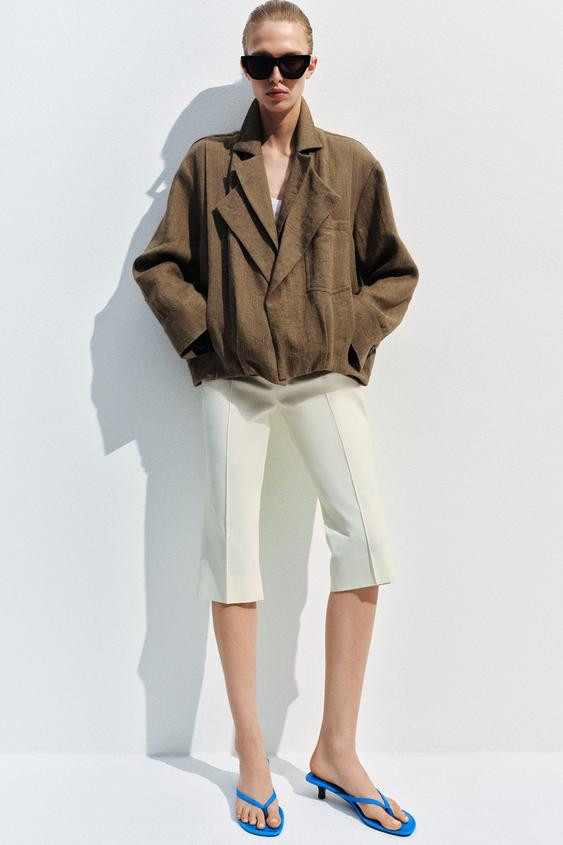 LINEN POCKET BOMBER JACKET ZW COLLECTION | Zara US