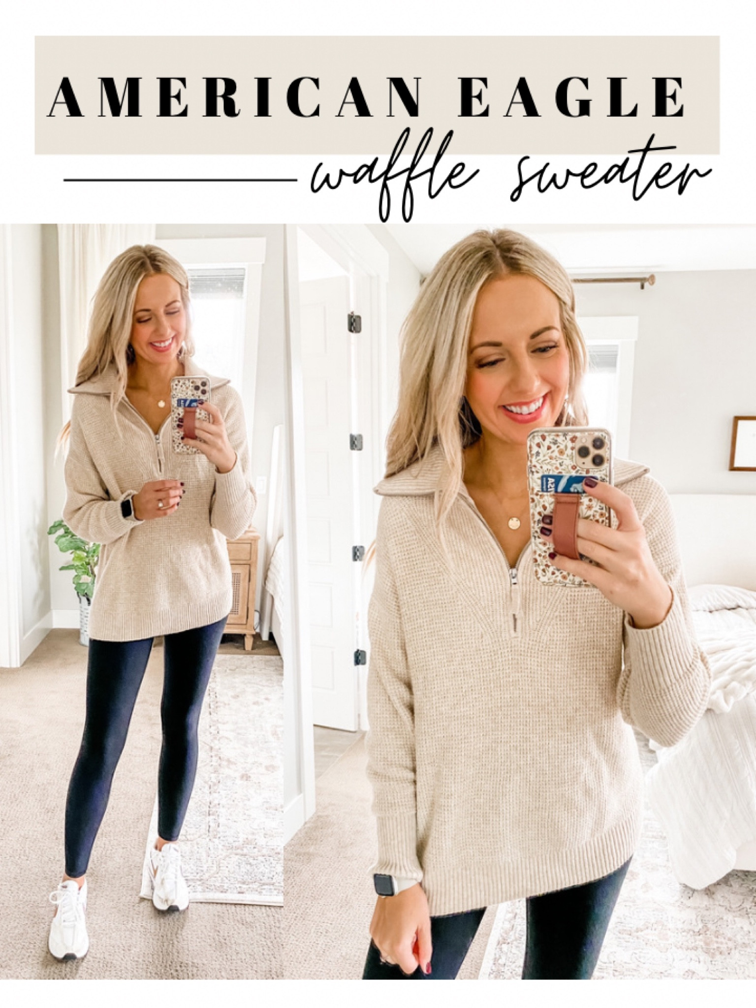 Aerie CozyUp Waffle Quarter Zip … curated on LTK