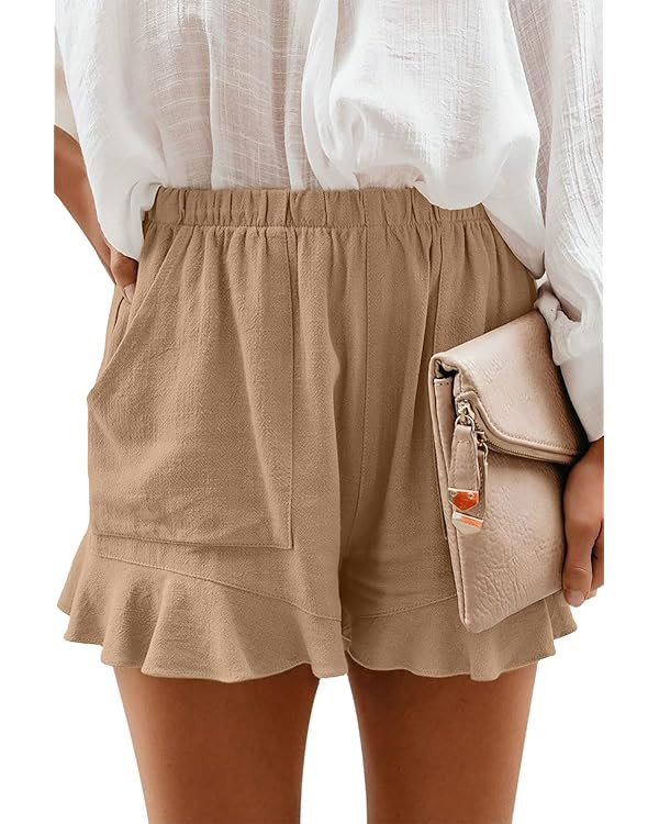 HUUSA Women's Casual Loose Summer Beach Shorts Comfy High Waist Loungwear Athletic Shorts with Po... | Amazon (US)