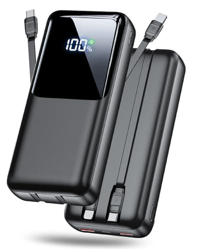 CFIAI Portable Charger Power Bank - 40000mAh Fast Charging Powerbank Battery Pack with Built in USB-C(22.5W) and iOS(20W) Output Cable，Deep Black | Amazon (US)
