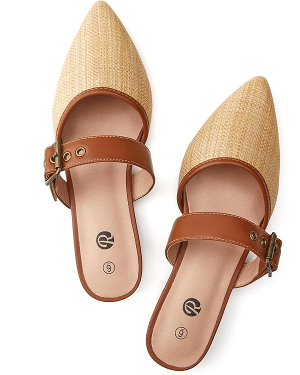 Rekayla Mules for Women Adjustable Strap Pointed Toe Backless Loafer Shoes… | Amazon (US)