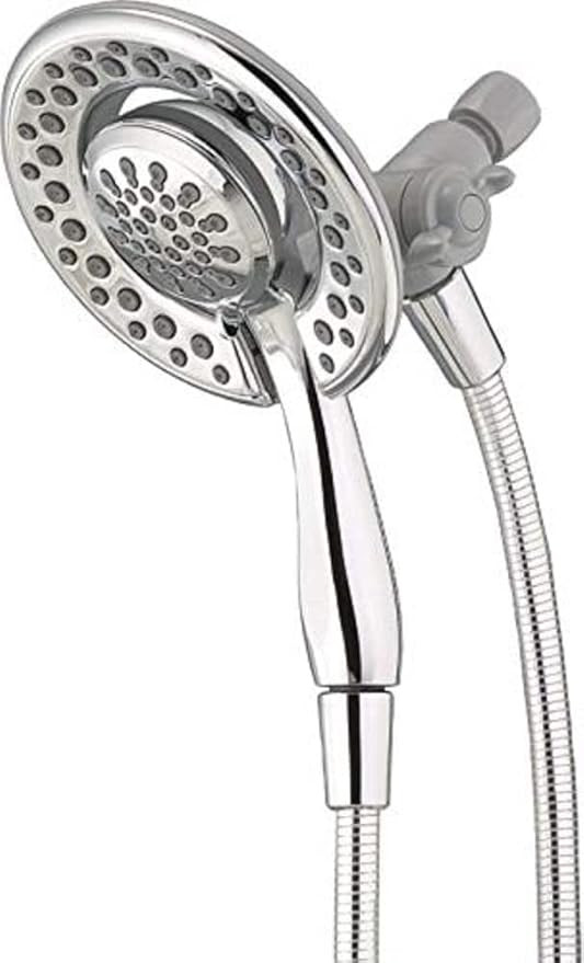 Delta Faucet 4-Setting In2ition 2-in-1 Dual Shower Head with Handheld, Chrome Round Shower Head w... | Amazon (US)
