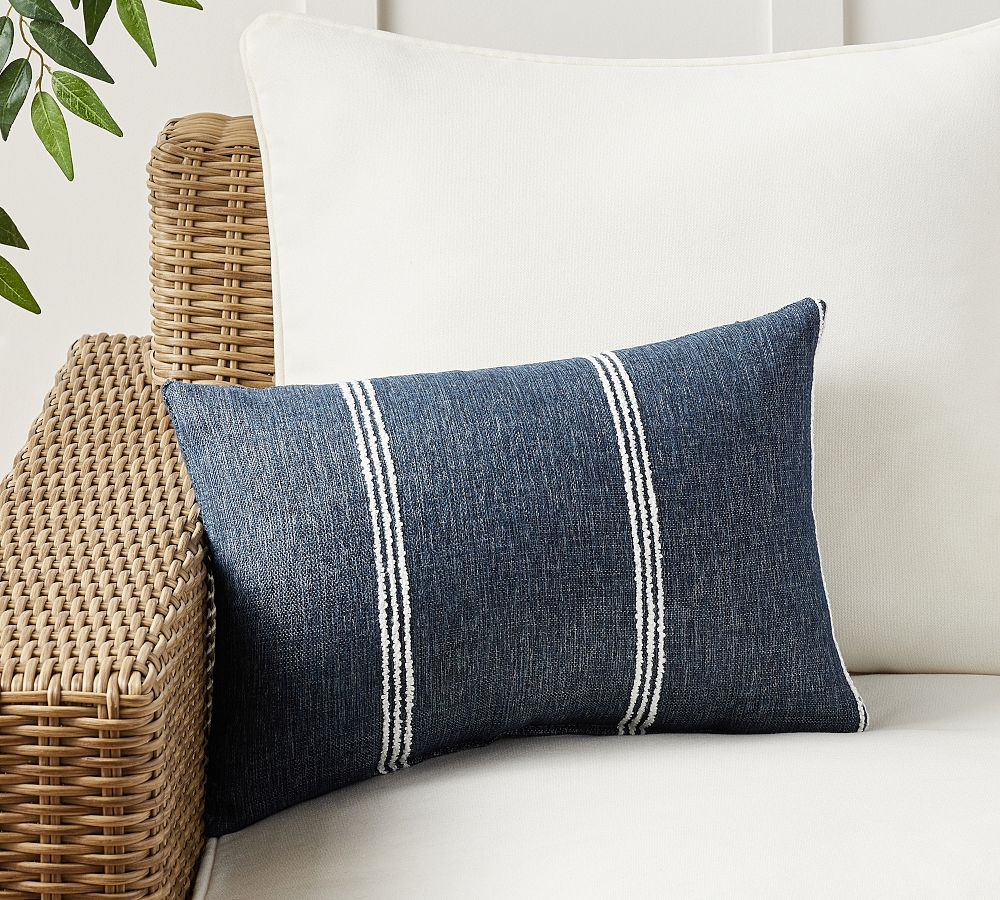 Sunbrella® Recycled Candlewick Striped Outdoor Pillow | Pottery Barn (US)