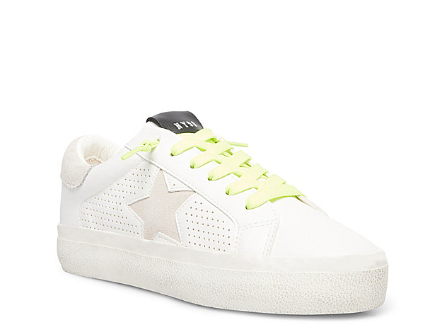 Steve Madden Starling Sneaker - Women's - White/Lime Green | DSW