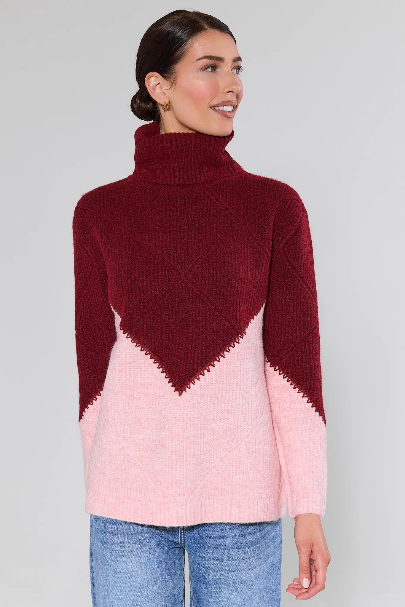 Bianca Colorblock Turtleneck Sweater | Avara