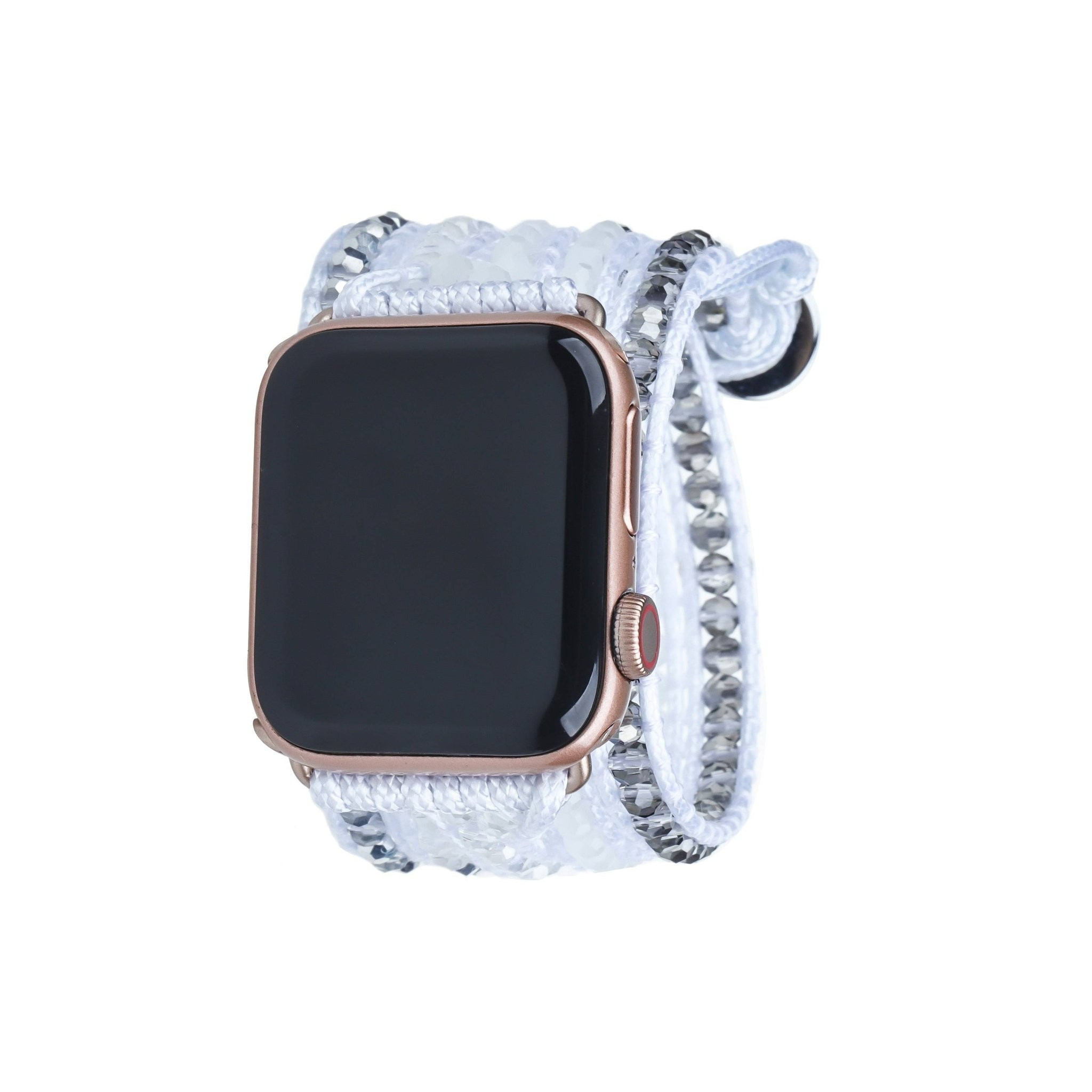 Silver Dorado on White Apple Watch Strap | Victoria Emerson