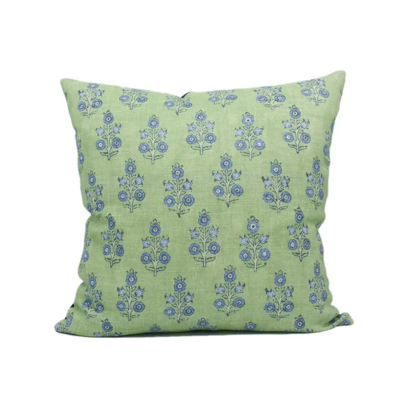 GP & J Baker - Poppy Sprig - Green / Blue - Versatile Small Scale Poppy Designer Linen Cushion Co... | Etsy (Global)