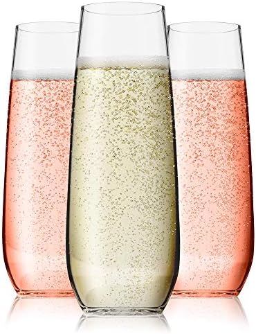 Vivocci Unbreakable Heavy Duty Reusable Plastic Stemless Champagne Flutes 8.5oz Ideal for Cocktai... | Amazon (US)