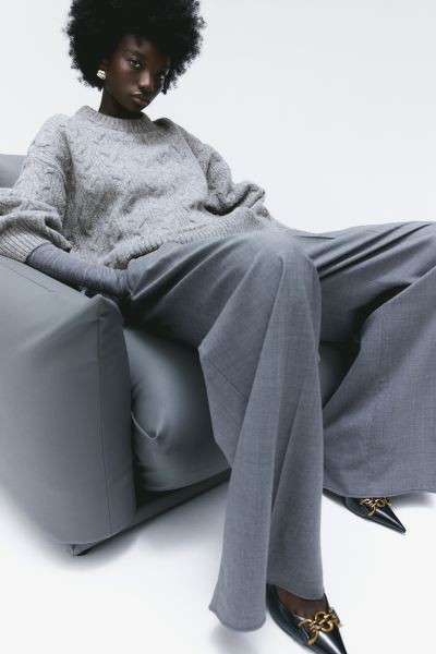 Oversized Cable-knit Sweater - Gray - Ladies | H&M US | H&M (US + CA)