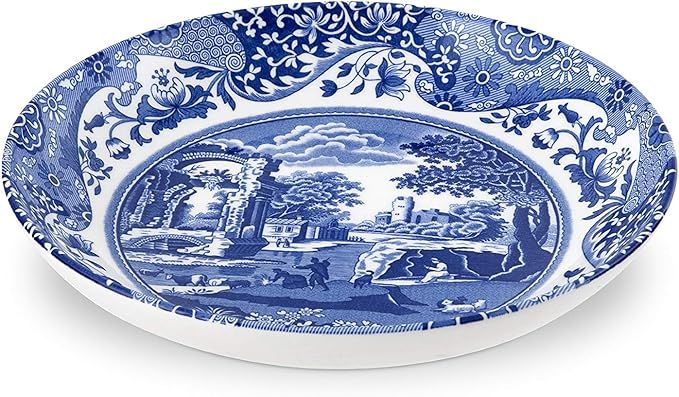 Spode Blue Italian Pasta Bowls| Set of 4| 9-Inch| Salad, Pasta, and Soup Serving Bowls| Round, Wi... | Amazon (US)