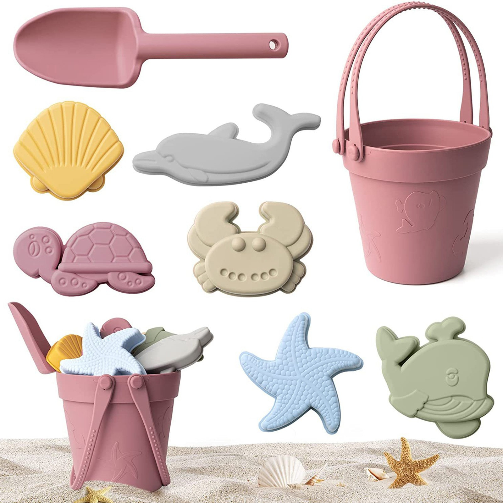 Children's Toys Parent-Child Sand Digging Shovel Tool Silicone Bucket Beach Toy Set | Walmart (US)