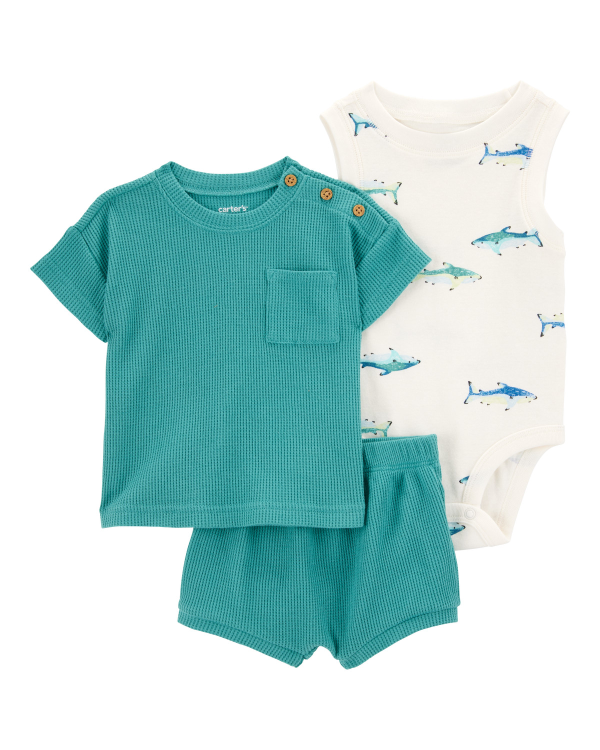 Baby 3-Piece Shark Outfit Set - Green | Carter's Inc