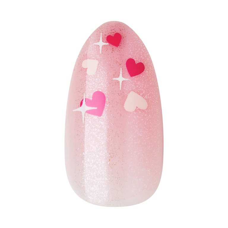 KISS imPRESS Design Valentine's Day Press on Nails, Much Love, Pink, Medium Almond, 30 Count | Walmart (US)