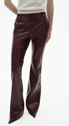 MANGO Snake Embossed Faux Leather Flare Pants | Nordstrom | Nordstrom