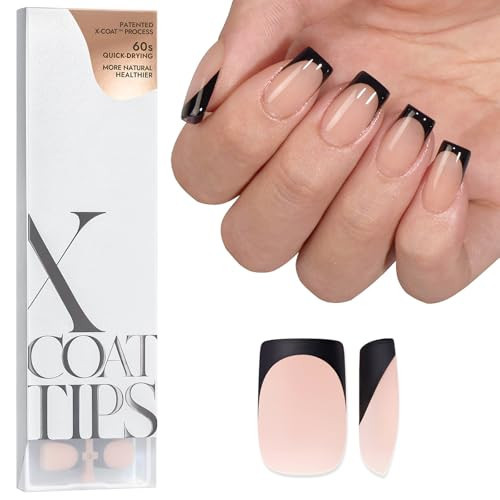 BTArtboxnails Black French Press On Nails - XCOATTIPS French Series Short Square Nails, Soft Gel Nail Tips, French Tips Press On Nails Soak Off Acrylic Fake Nails Glue On Nails | Amazon (US)