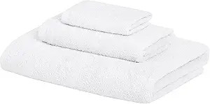 Amazon Basics Quick-Dry Towels - 100% Cotton, 3-Piece Set, White | Amazon (US)