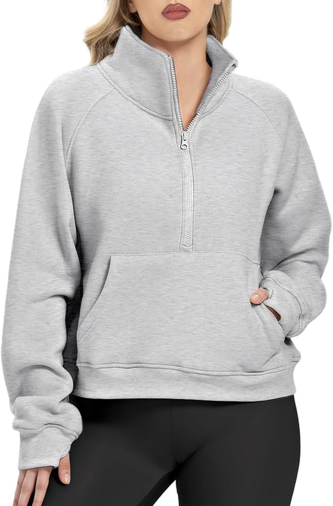 ATHMILE Womens Sweatshirts Half Zip Cropped Pullover Fleece Quarter Zipper Hoodies Fall outfits C... | Amazon (US)