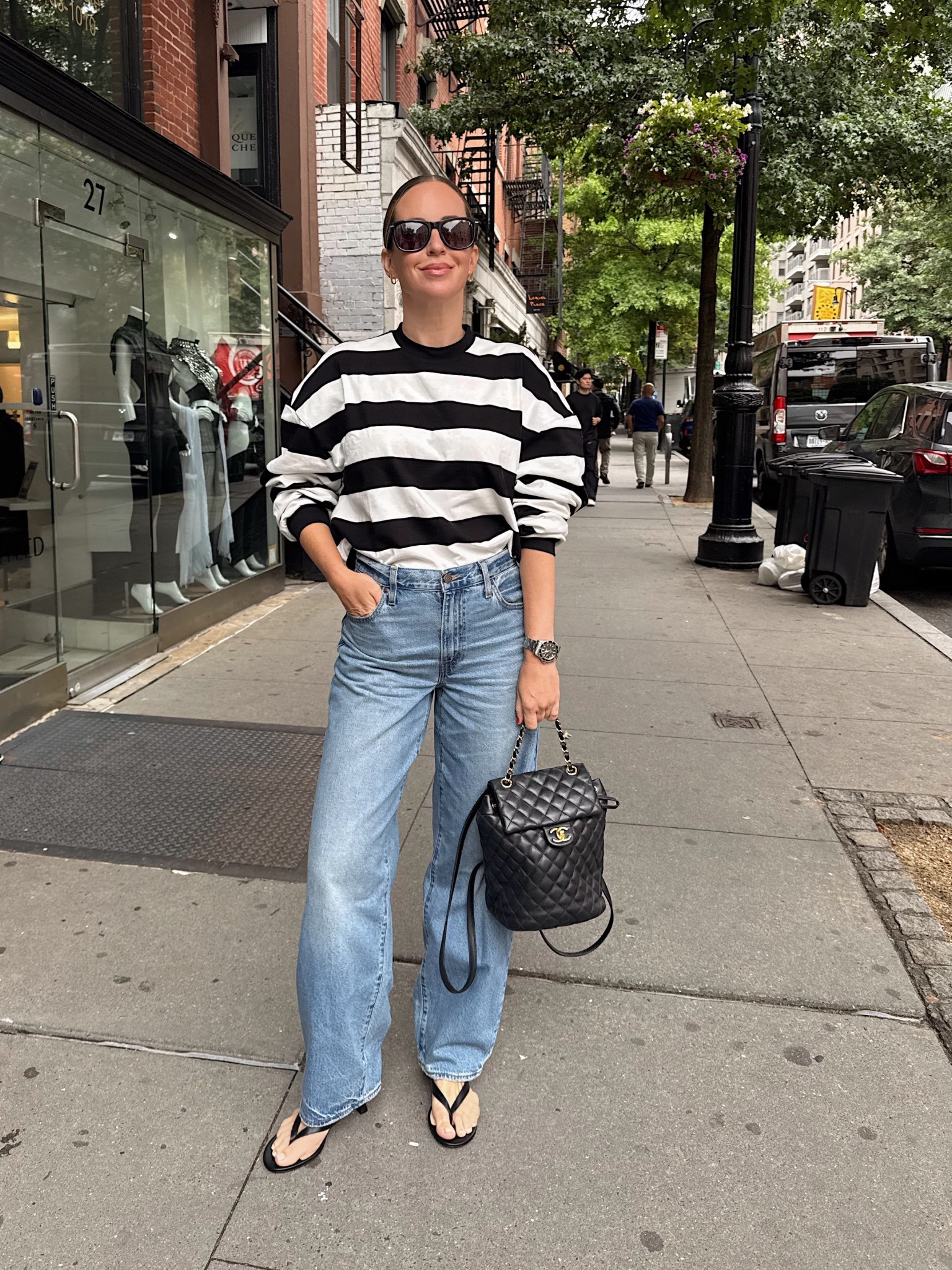 Wearing a M in the sweatshirt for a slightly looser fit. Jeans run TTS