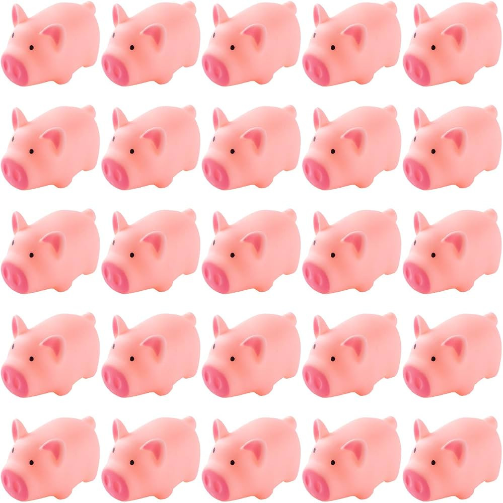 25 Pieces Mini Rubber Pigs Bulk Baby Bath Toy Pink Tiny Piggies Squeaky Pig Toys for Shower Birth... | Amazon (US)