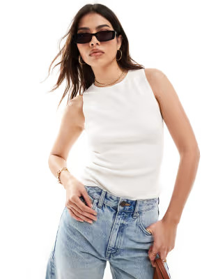 Mango high neck tank top in white | ASOS (Global)