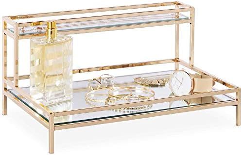 Amazon.com: Beautify Mirrored Vanity Tray for Dresser Jewelry and Perfume Tray - Two Tier Trays w... | Amazon (US)