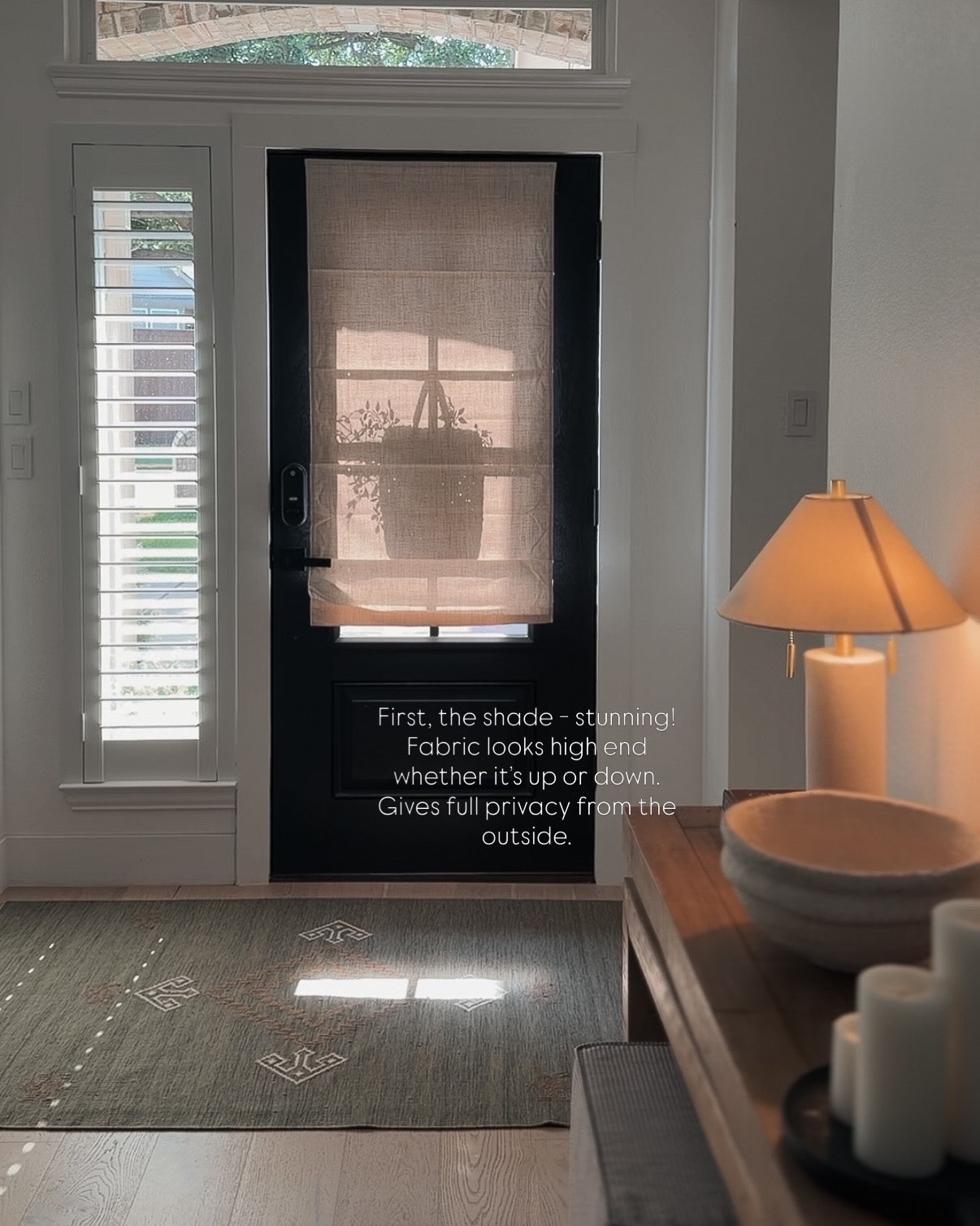 Scroll for details on how I hung my budget friendly roman shade without actually drilling into the door! 👏

#LTKHome