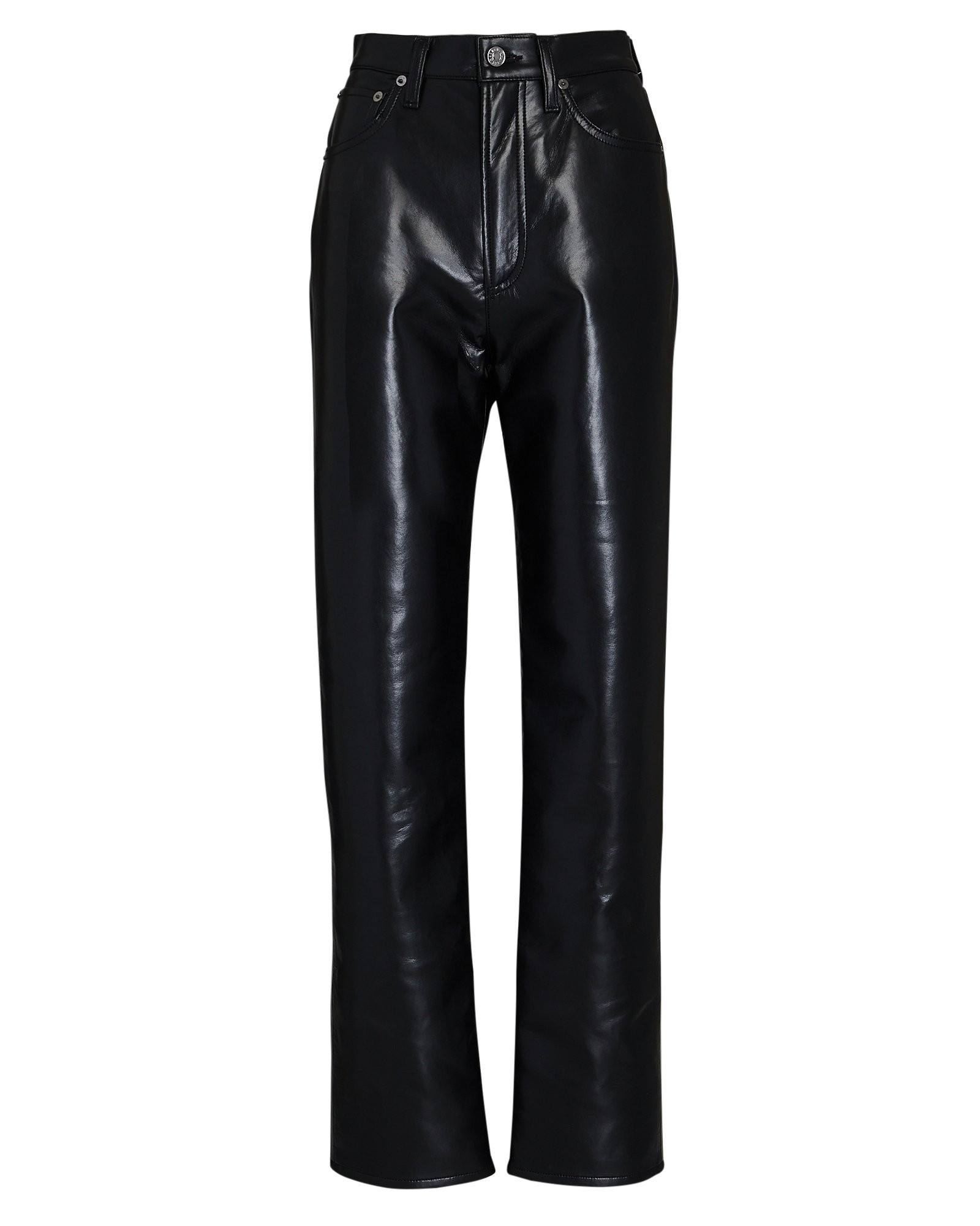 90s Pinch Waist Recycled Leather Pants | INTERMIX