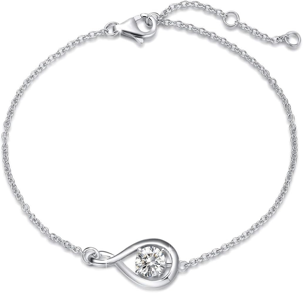 FANCIME Love Bracelet 925 Sterling Silver Infinity Birthstone Bracelets for Women Fine Jewelry Bi... | Amazon (US)