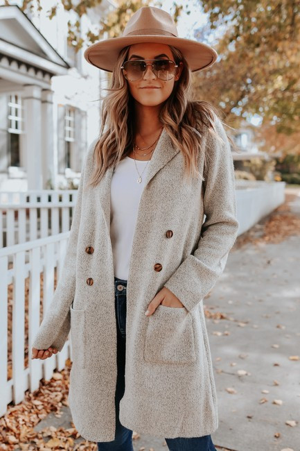 Button Detail Oatmeal Two Tone Cardigan | Magnolia Boutique
