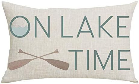 WENIANRU Green Word Art On Lake Time Paddle Oars Summer Home Sofa Chair Bed Decoration Lumbar Pillow | Amazon (US)