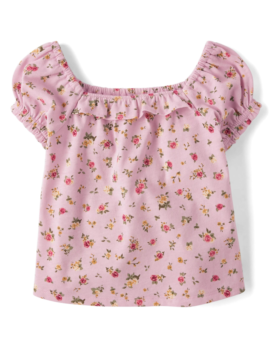 Baby And Toddler Girls Floral Puff Sleeve Top - purple | The Children's Place