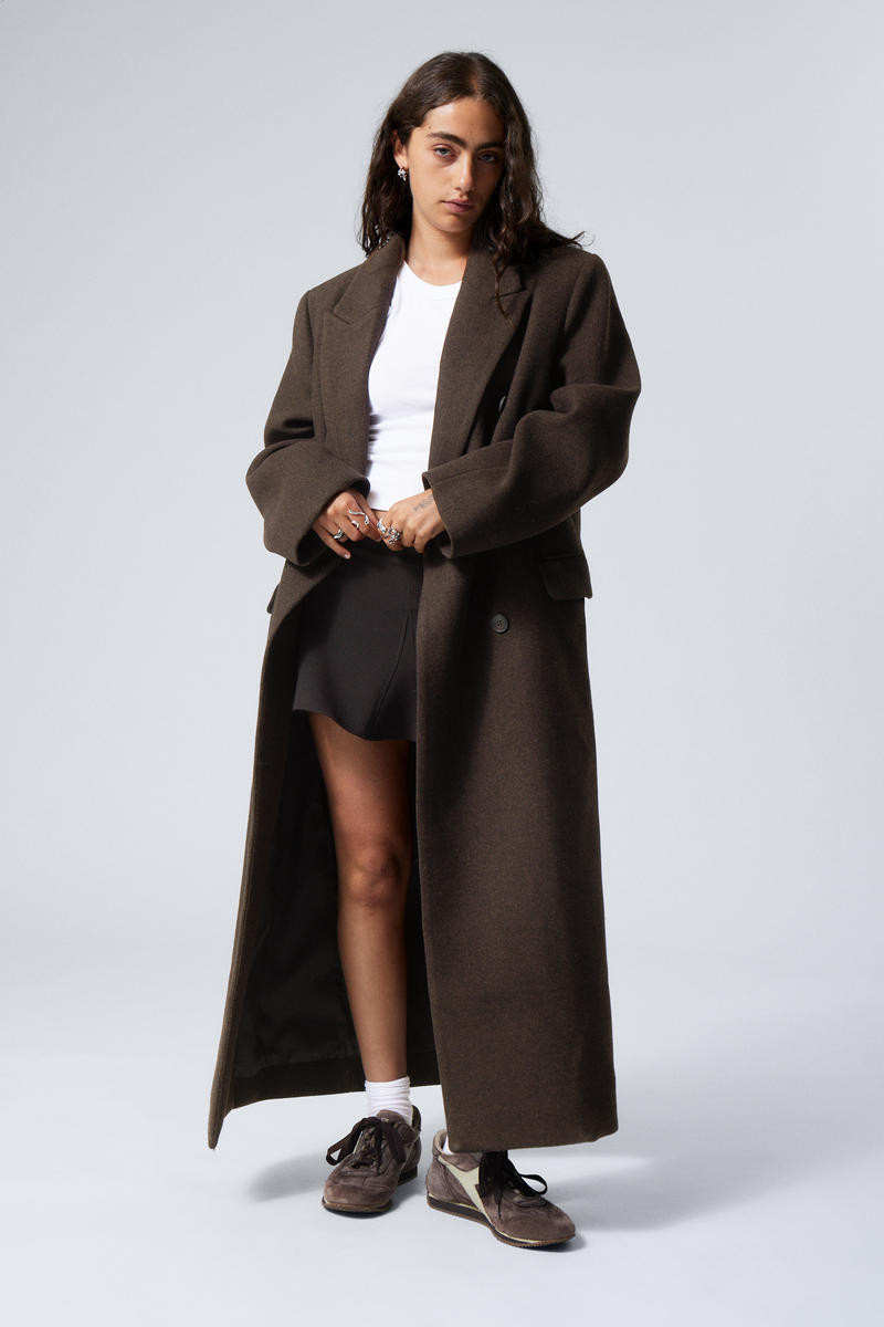 Oversized Double-Breasted Wool-Blend Coat | Weekday