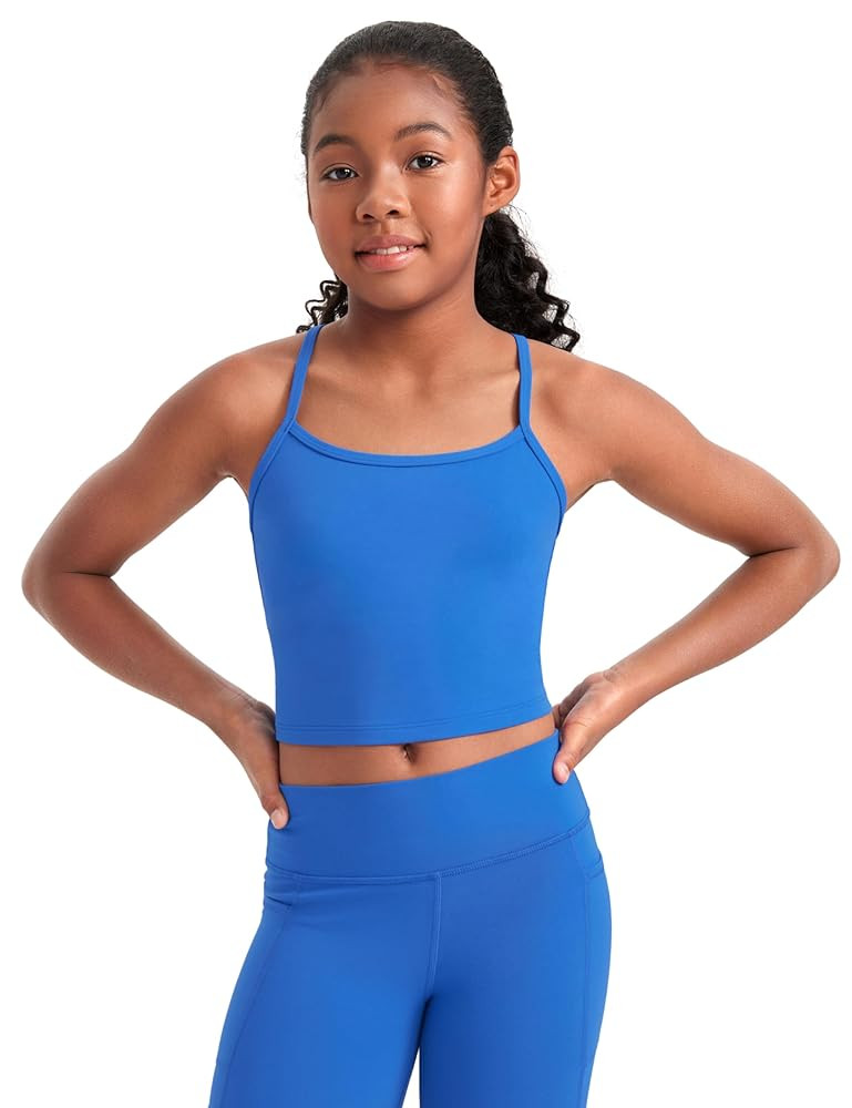 CRZ YOGA Girl Butterluxe Double Lined Sleeveless Tank Tops - Camisole Spaghetti Y Back for Teen K... | Amazon (US)