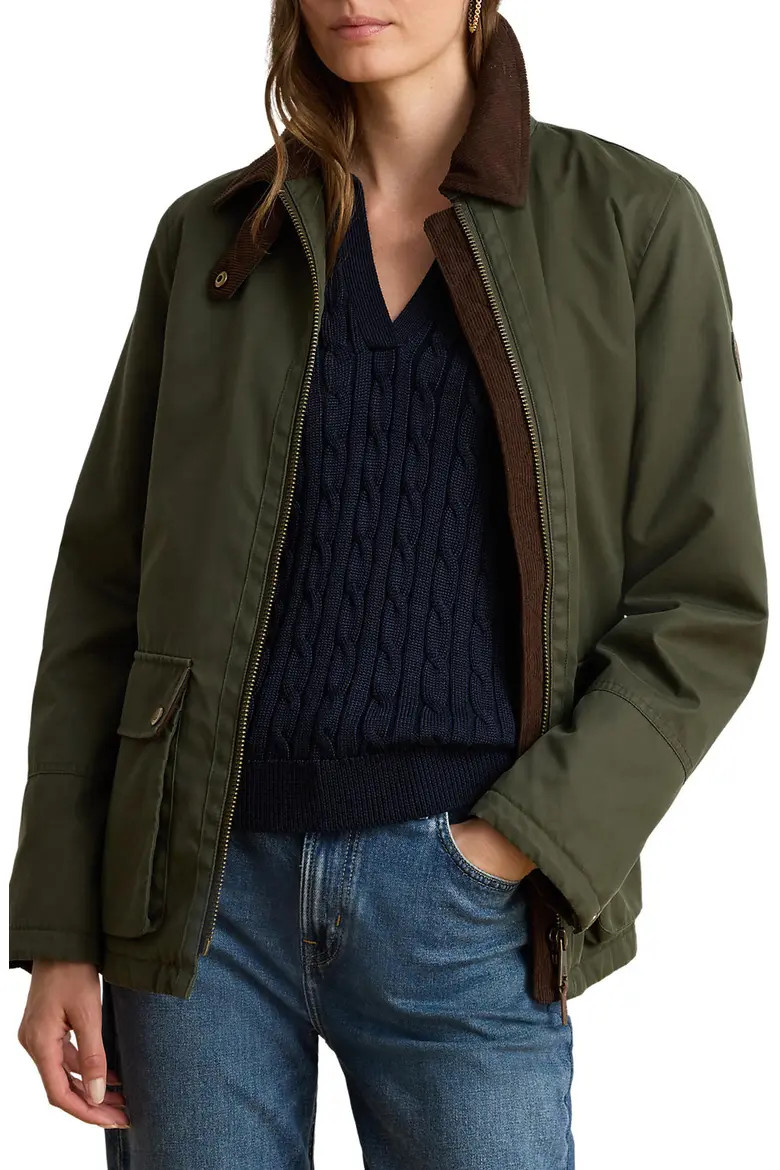 Waxed Raincoat with Corduroy Trim (Women) | Nordstrom | Nordstrom