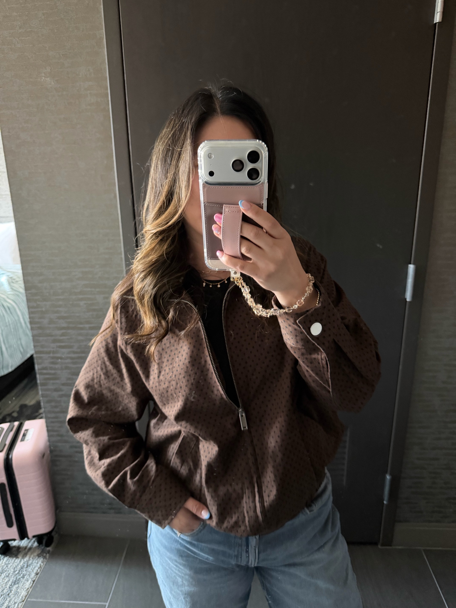 Polka Dot Bomber Jacket: Medium 