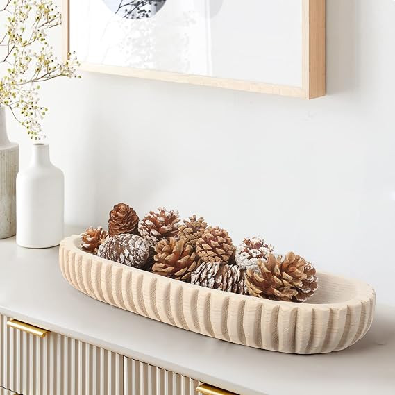 Decorative Dough Bowl for Home Decor, 16" Hand-carved Wood Bowl | Amazon (US)